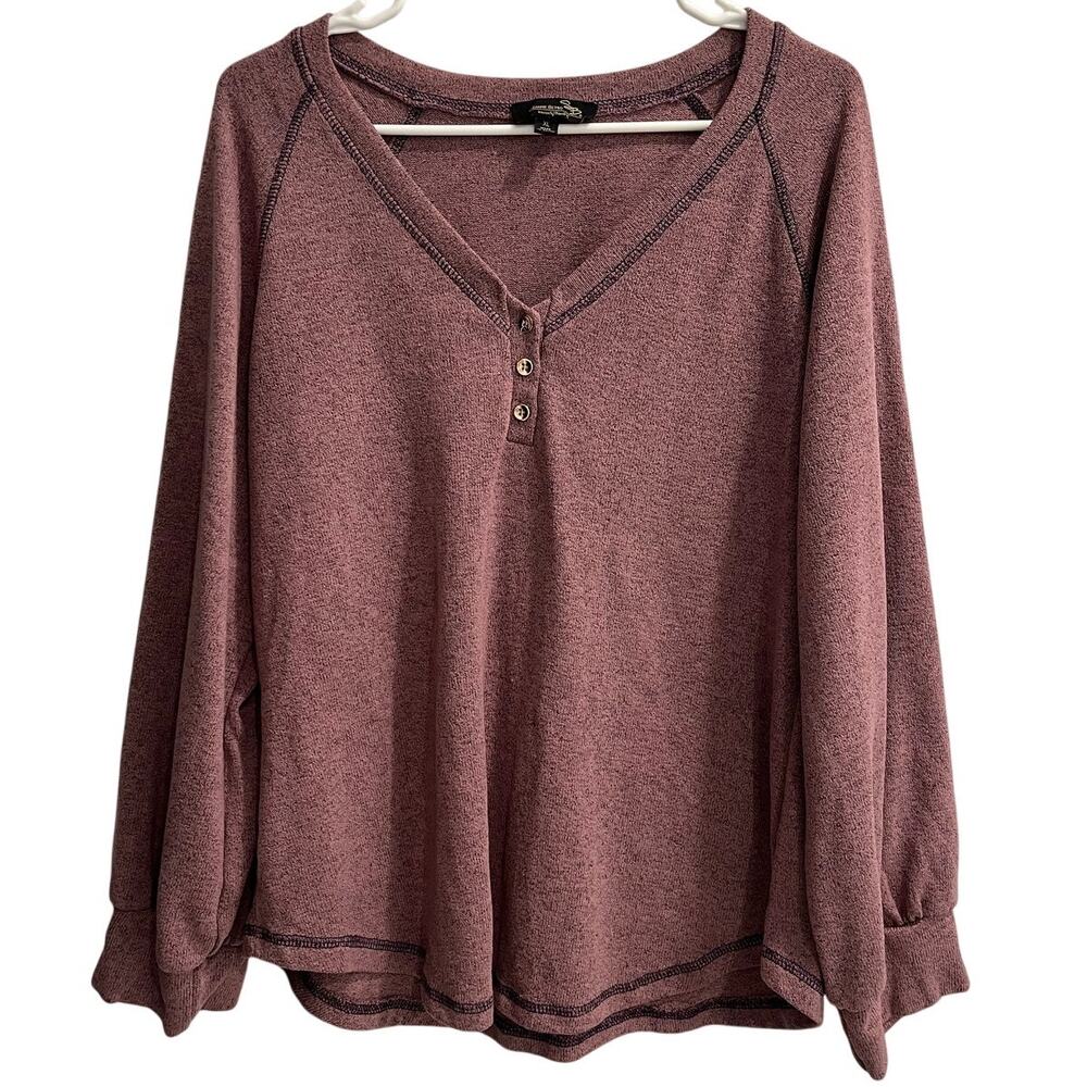 Suzanne Betro Mauve Colored Long Sleeve Cozy Top Size XL Extra Large